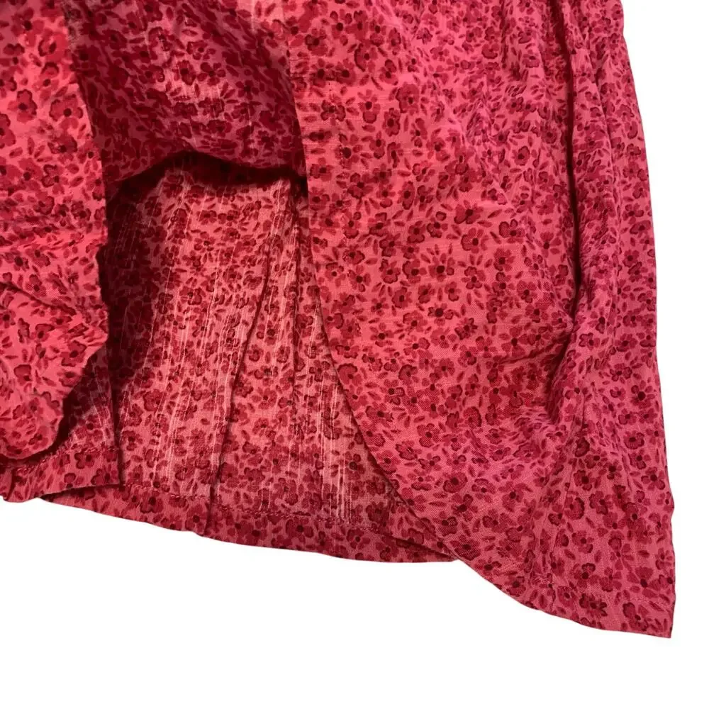 Gap Pink Micro Floral Smocked Flutter Sleeve Dress